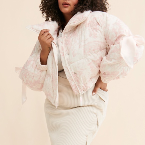 Selkie Jackets & Blazers - Selkie • Marshmallow Printed Cropped Puffer Coat